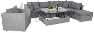 Modułowe meble ogrodowe regulowany stolik Nilamito VIII Grey + fotel
